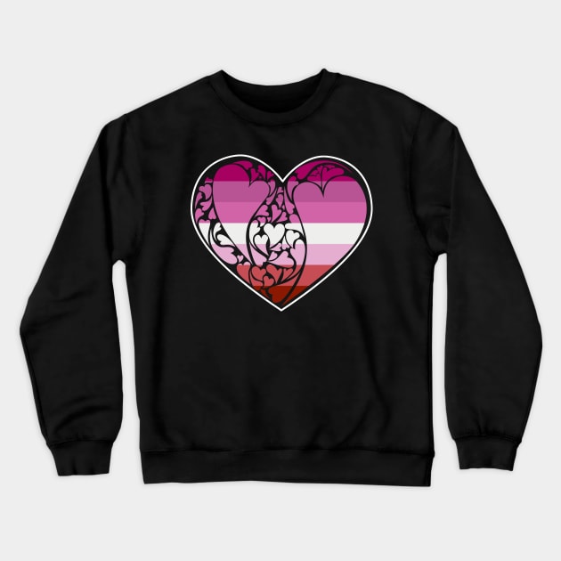 Lipstick Lesbian Pride Flag LGBT+ Heart Crewneck Sweatshirt by aaallsmiles